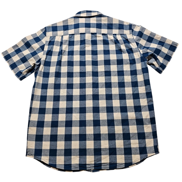 Carhartt Blue Plaid Button Down Short Sleeve Shirt Men’s Size Medium Loose Fit - Picture 3 of 8